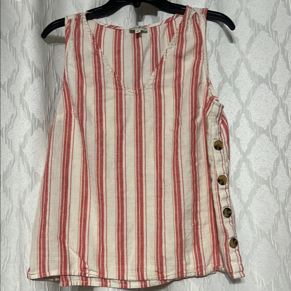 Striped Sleeveless Top with Button Detail